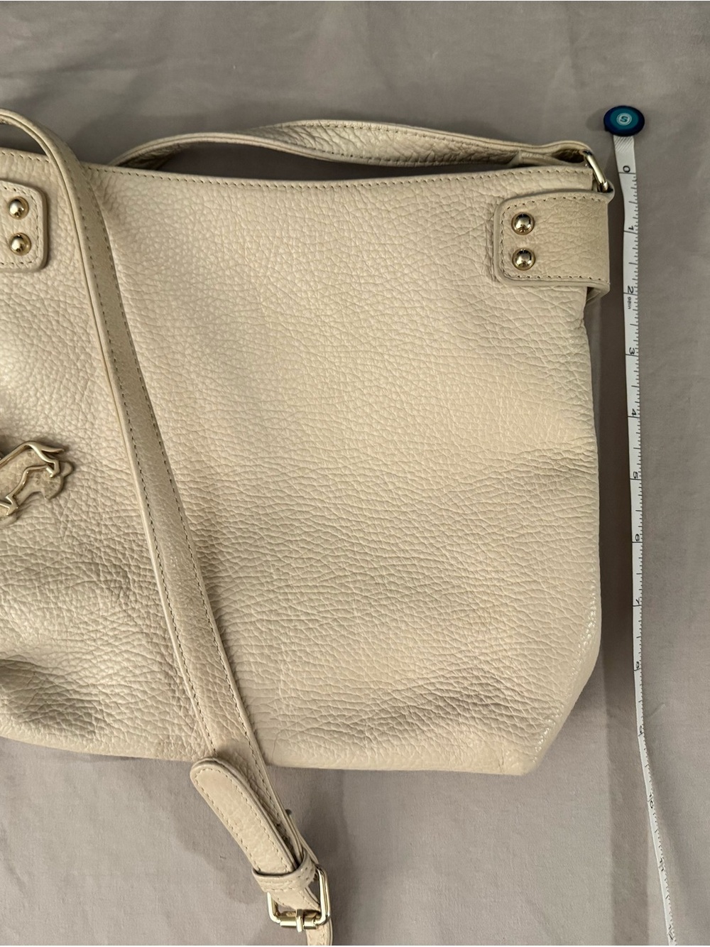 Pebbled Cream Crossbody Bag with Adjustable Strap